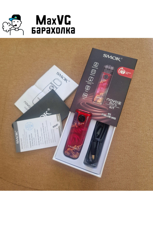Smok Novo 4 Mini Pod Kit Red Stabilizing Wood